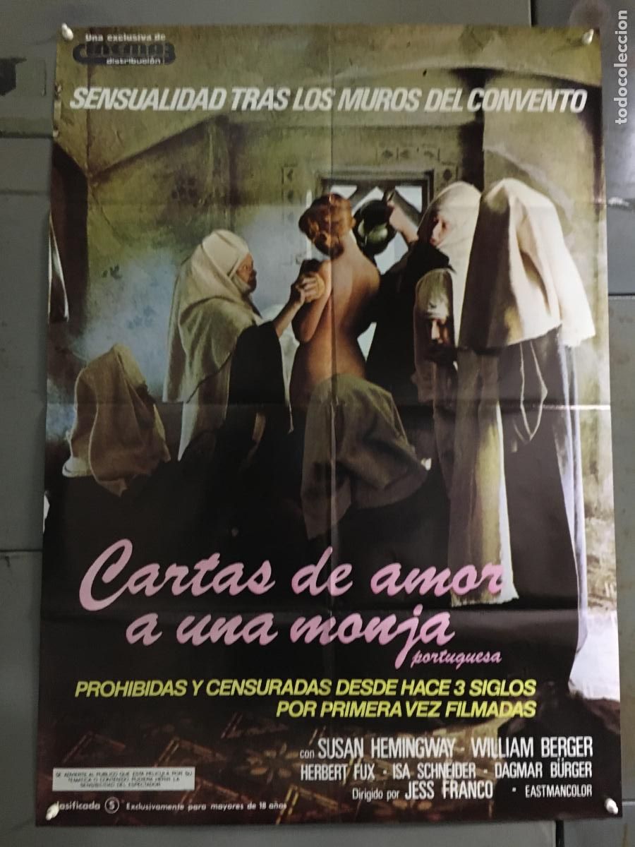 Cinema: WK12D CARTAS DE AMOR DE UNA MONJA PORTUGUESA JESUS FRANCO POSTER ORIGINAL ESTRENO 70X100