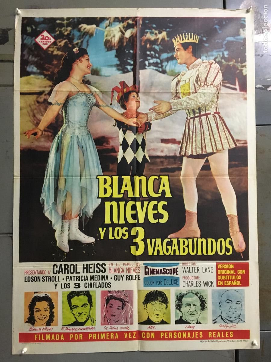 Kino: ACQ79 BLANCA NIEVES Y LOS TRES VAGABUNDOS 3 STOOGES POSTER ORIGINAL 70X100 ESTRENO