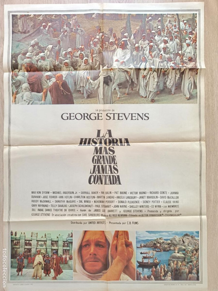 Cin&eacute;ma: CARTEL CINE LA HISTORIA MAS GRANDE JAMAS CONTADA GEORGE STEVENS MAX VON SYDOW 1965 C2427