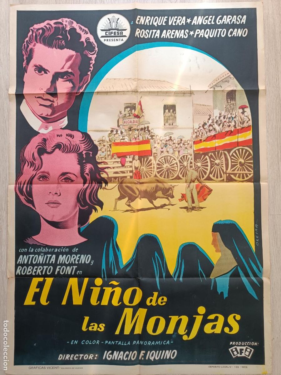 Cin&eacute;ma: CARTEL CINE EL NI&Ntilde;O DE LAS MONJAS ENRIQUE VERA ANGEL GARASA 1959 C2434