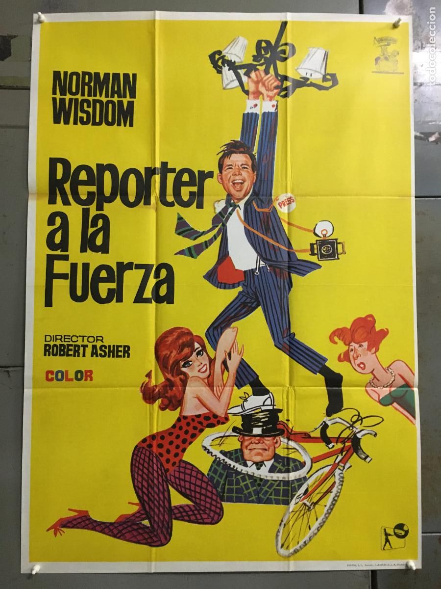 Cine: XN54D REPORTER A LA FUERZA NORMAN WISDOM BICICLETA POSTER ORIGINAL 70X100 ESTRENO