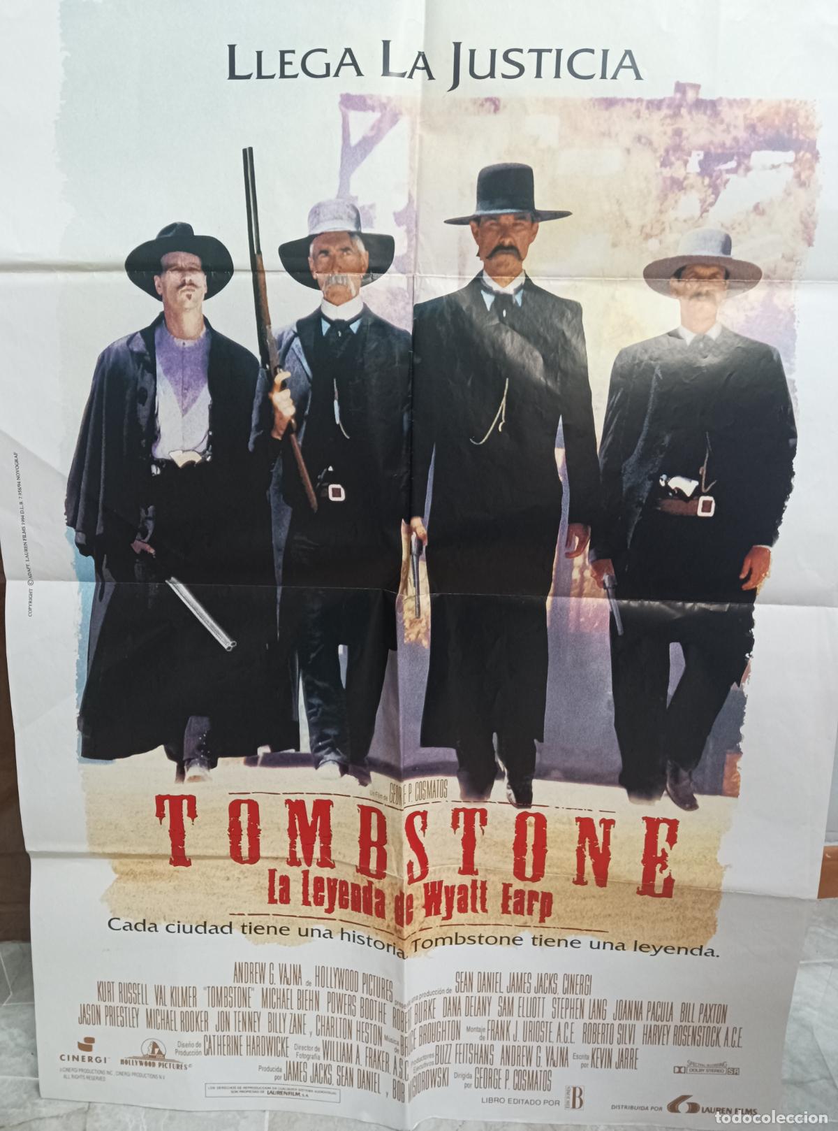Kino: TOMBSTONE: La leyenda de Wyatt Earp. Kurt Russell, Val Kilmer... CARTEL ORIGINAL WESTERN 70X100CM.