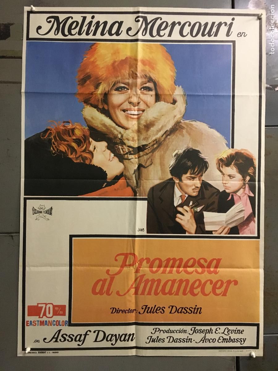 Cine: T02411D PROMESA AL AMANECER MELINA MERCOURI POSTER ORIGINAL 70X100 ESTRENO