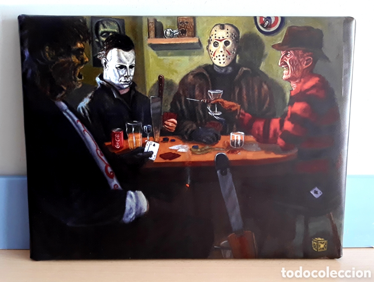 Kino: Cuadro PERSONAJES de TERROR jugando cartas