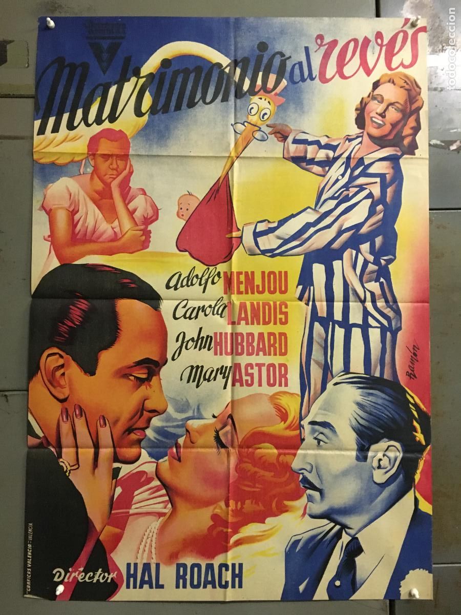 Cine: AFV77 MATRIMONIO AL REVES CAROLE LANDIS MARY ASTOR ADOLPHE MENJOU POSTER 70X100 ESTRENO LITOGRAFIA