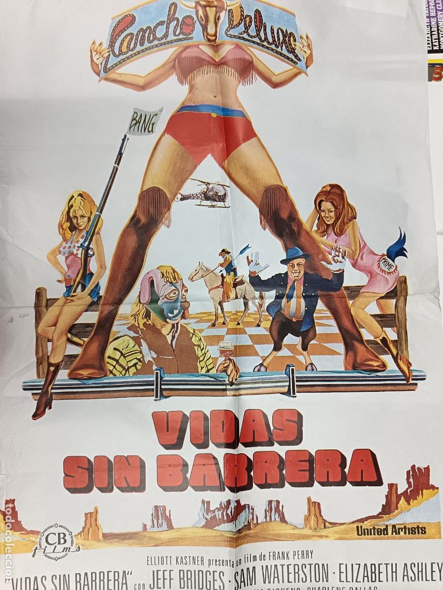 Cinema: Vidas sin barreras (Rancho Deluxe) con Jeff Bridges.. CARTEL ORIGINAL 70X100CM. CINE WESTERN COMEDIA