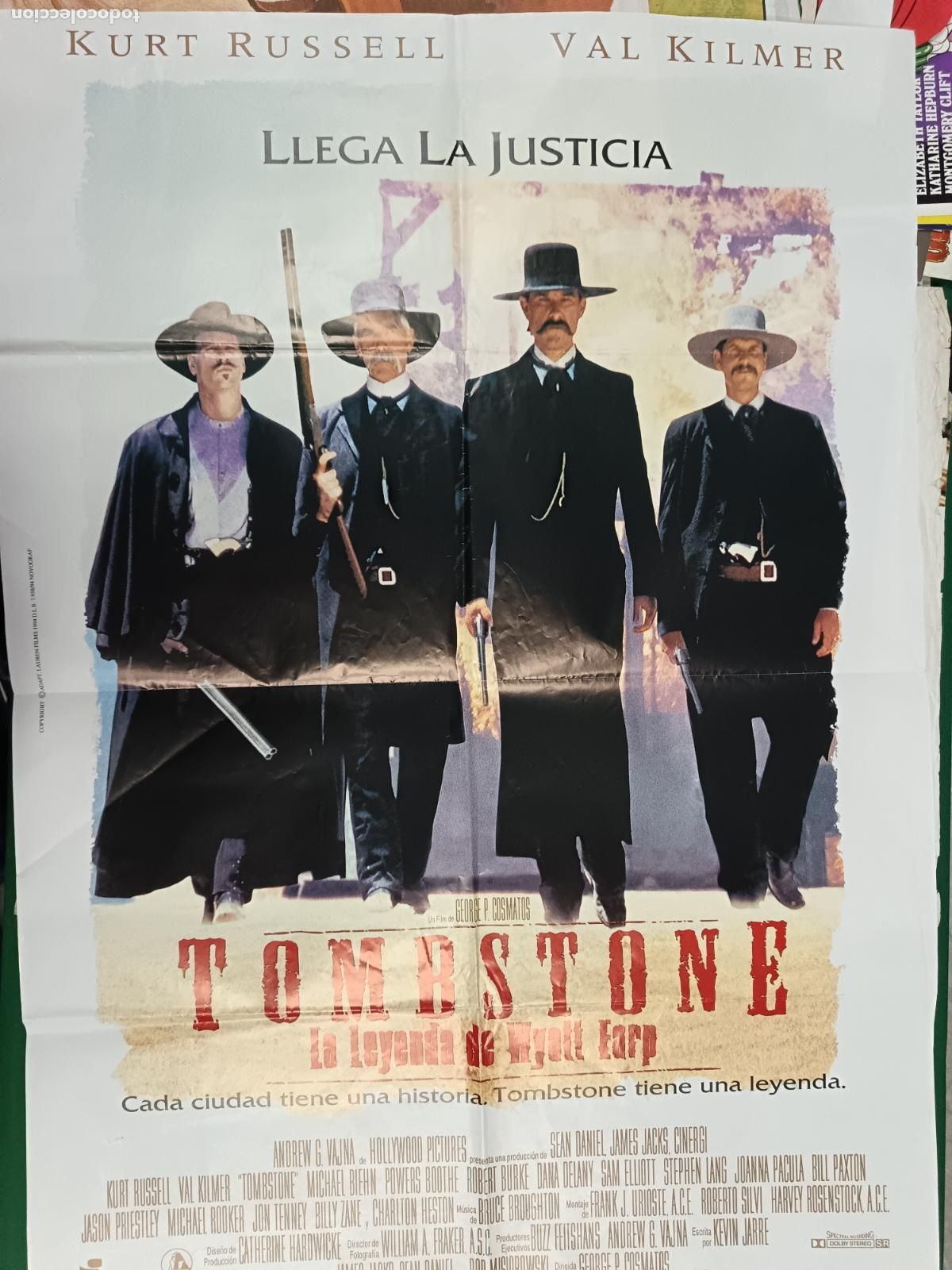 Cinema: TOMBSTONE La leyenda de Wyatt Earp con Kurt Russell, Val Kil. CARTEL ORIGINAL 70X100CM. CINE WESTERN