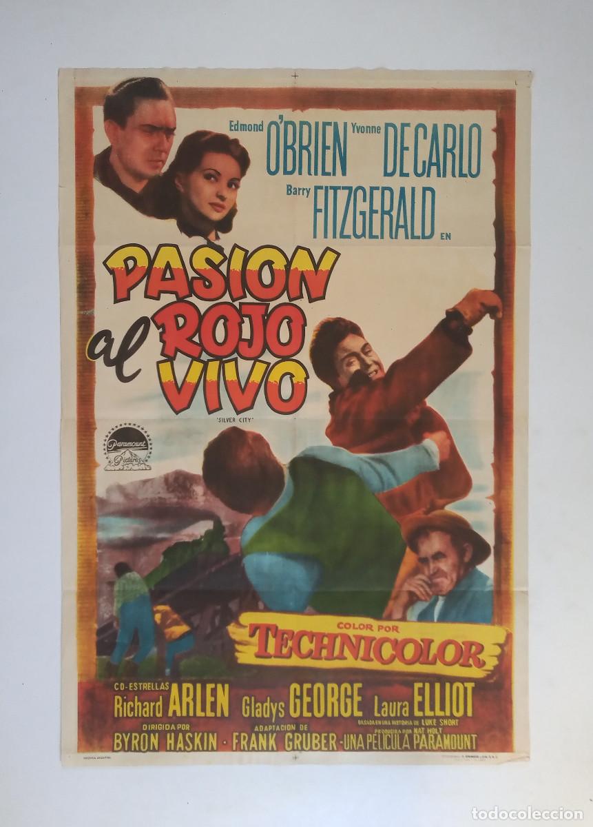 Cin&eacute;ma: PASION AL ROJO VIVO (1951) cartel argentino 110x75 Silver City YVONNE DE CARLO BYRON HASKIN