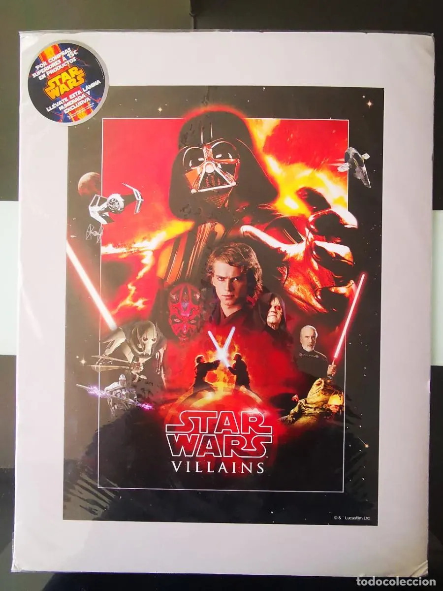 LAMINA POSTER DISNEY STAR WARS TOPPS FORCE ATTAX GUERRA GALAXIAS VILLANOS EDICION LIMITADA 31X41 CM
