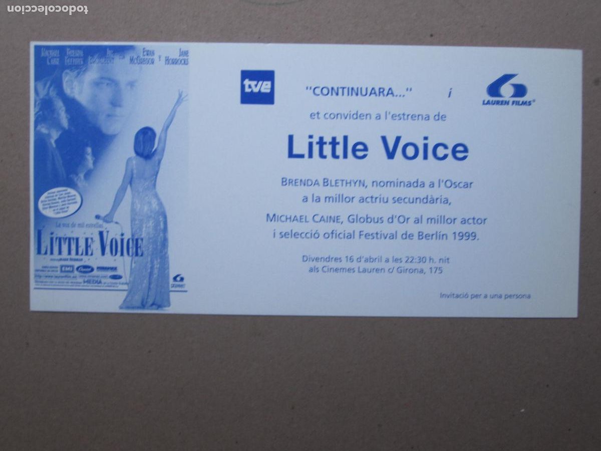 Cinema: little voice invitacion folleto de mano original al estreno lauren films
