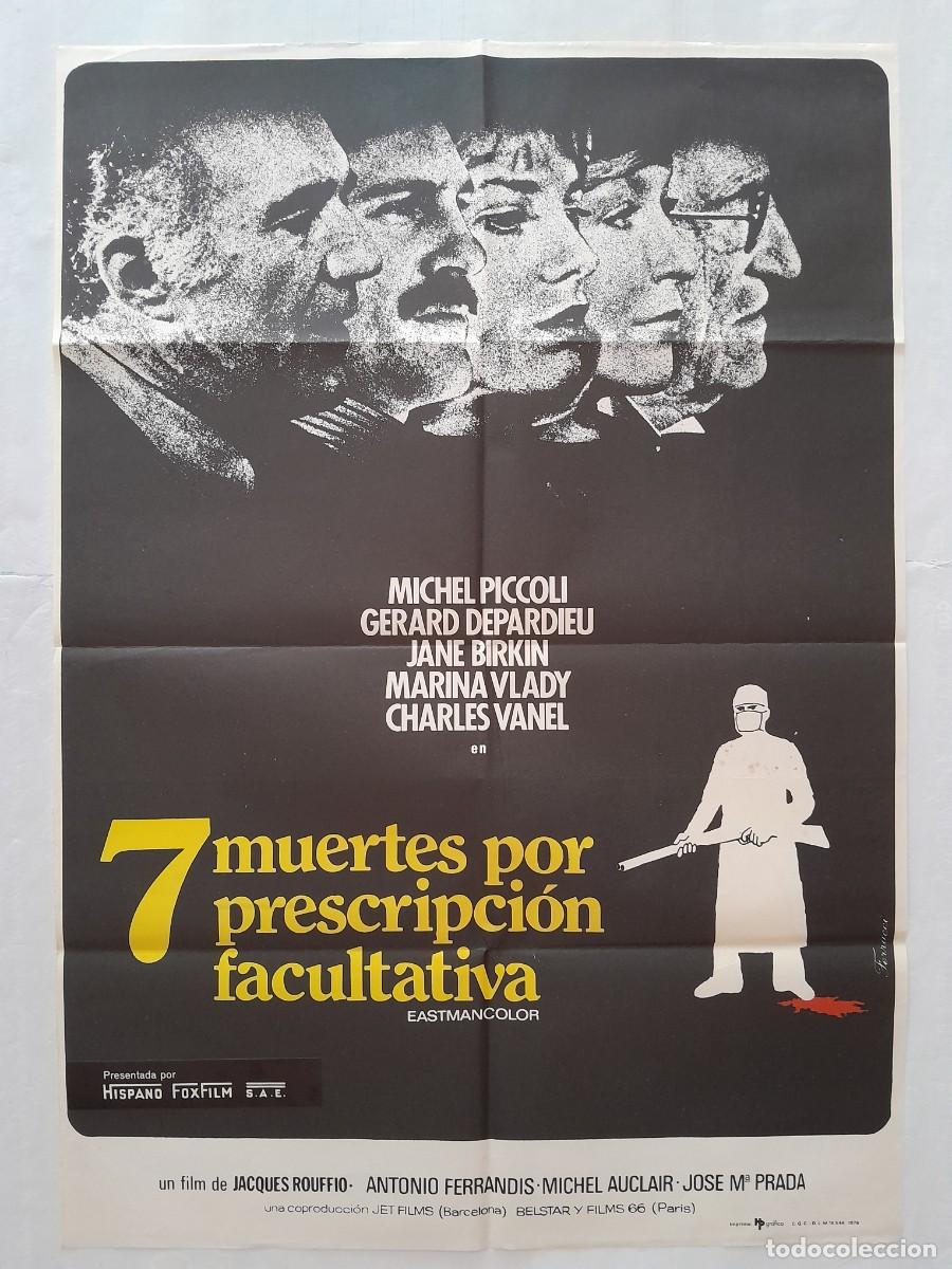 Cinéma: ANTIGO CARTEL CINE 7 MUERTES POR PRESCRIPCION FACULTATIVA DEPARDIEU ANTONIO FERRANDIS 1976 RV P-907