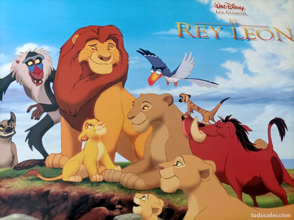 Cinema: CARTEL L&Aacute;MINA ORIGINAL WALT DISNEY. LA PEL&Iacute;CULA EL REY LE&Oacute;N. MEDIDAS: 55X34 CM.