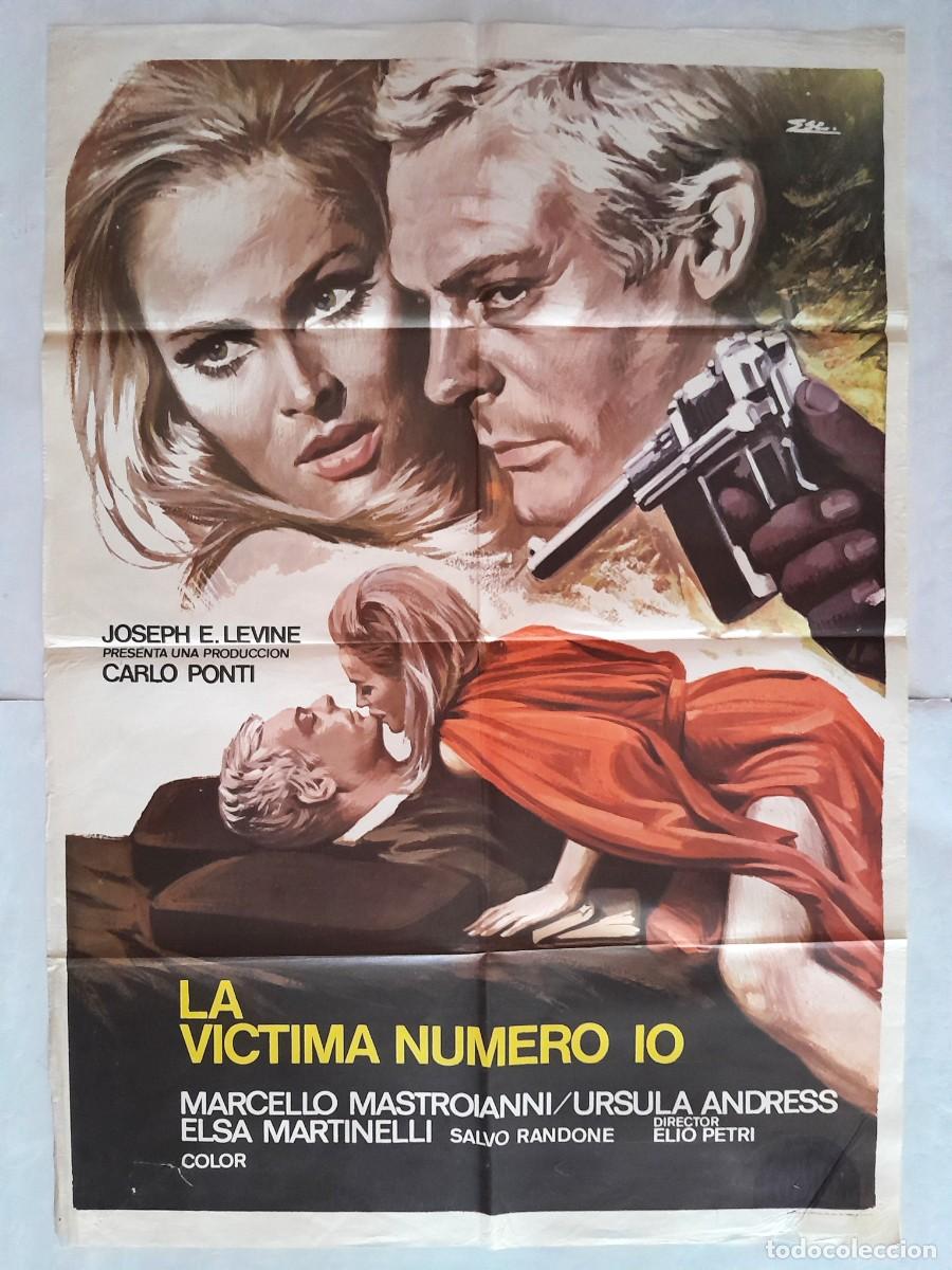 Cinema: ANTIGUO CARTEL CINE LA VICTIMA NUMERO 10 MARCELLO MASTROIANNI URSULA ANDRESS A&Ntilde;O 1975 RV P-1860