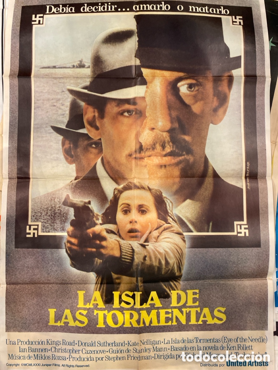 Cinema: POSTER LA ISLA DE LAS TORMENTAS - DONALD SUTHERLAND, KATE NELLIGAN 70 X 100 PLEGADO ARGENTINA