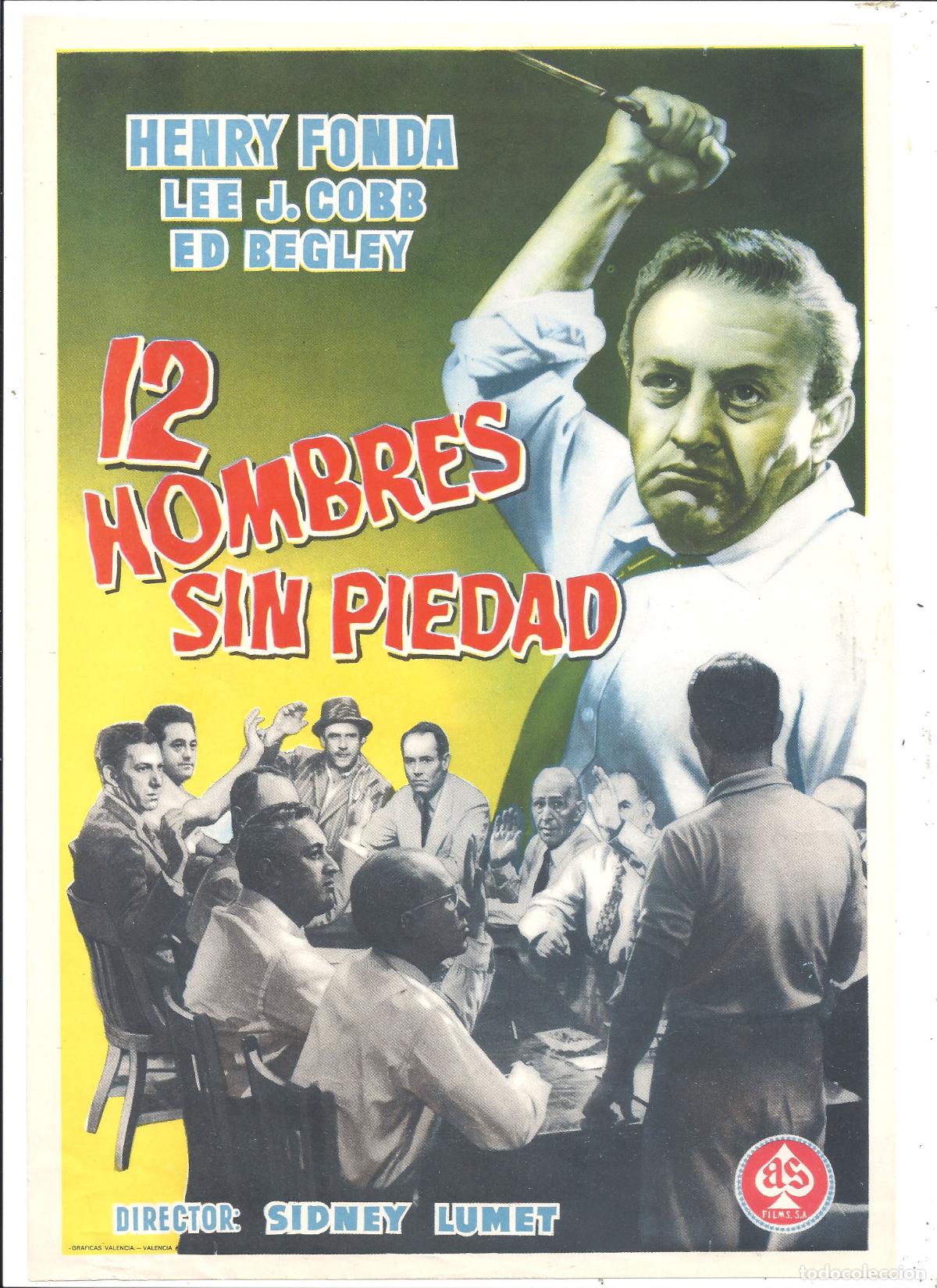 Cinema: 12 HOMBRES SIN PIEDAD HENRY FONDA LEE J. COB SIDNEY LUMET POSTER ORIGINAL 20X29 ESTRENO