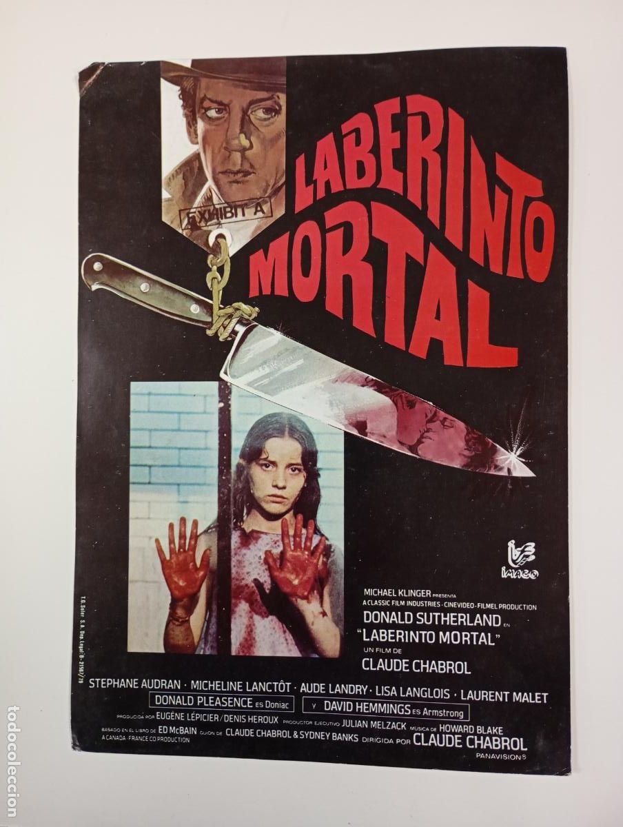 Cine: FOLLETO FICHA PEL&Iacute;CULA LABERINTO MORTAL. MICHAEL KLINGER. TDKR38