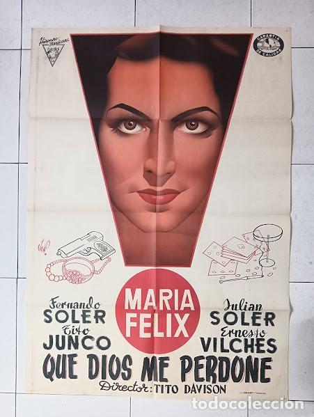 Cinema: SMP 1189 QUE DIOS ME PERDONE MARIA FELIX JANO POSTER ORIGINAL 70X100 ESTRENO LITOGRAFIA