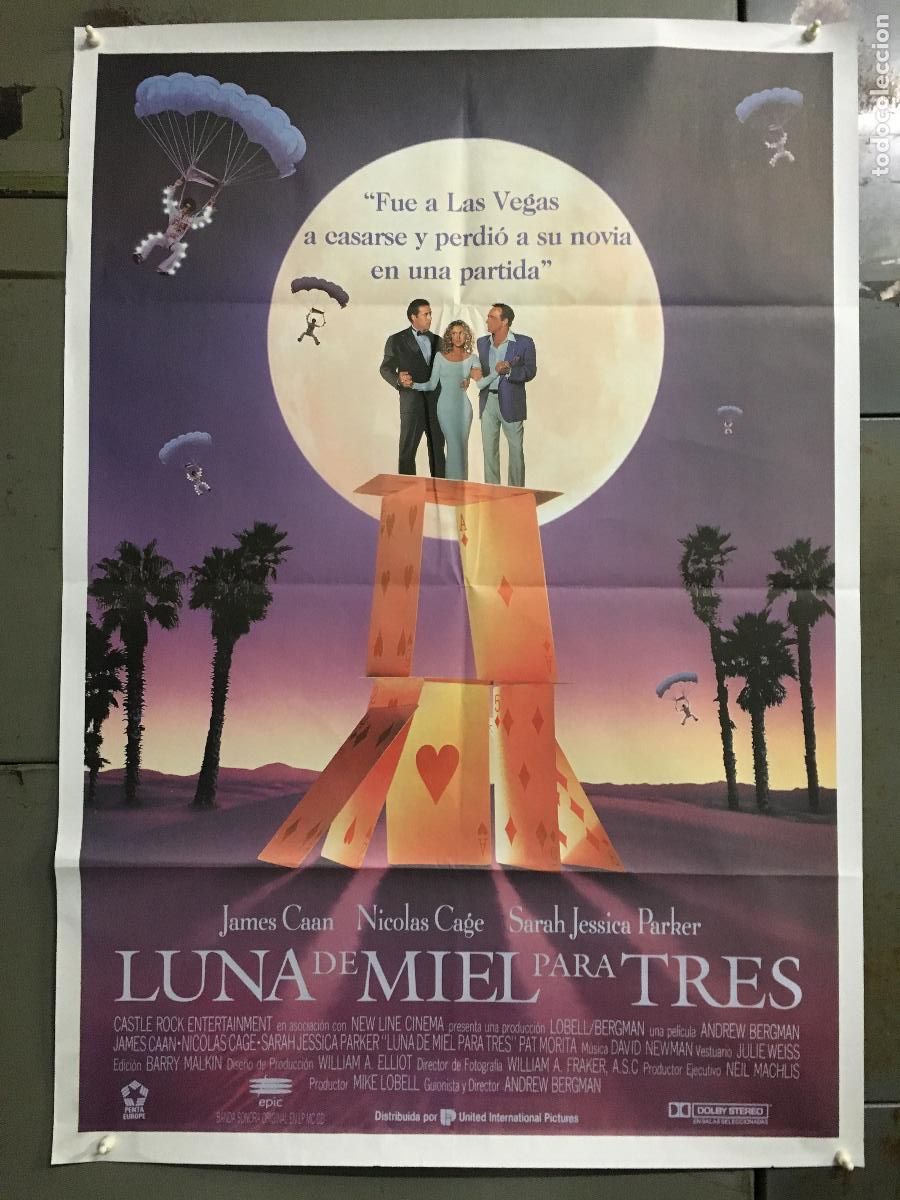 Cine: AEO66 LUNA DE MIEL PARA TRES NICOLAS CAGE POSTER ORIGINAL 70x100 ESTRENO h3
