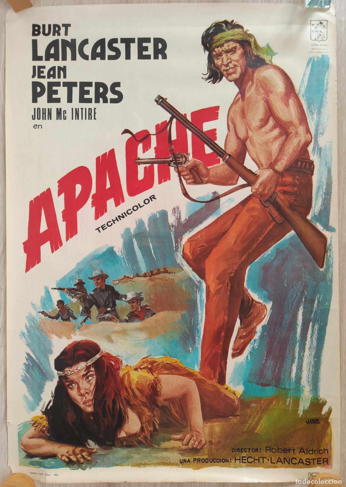 Cinema: CARTEL CINE APACHE BURT LANCASTER JEAN PETERS JANO 1974 C2795