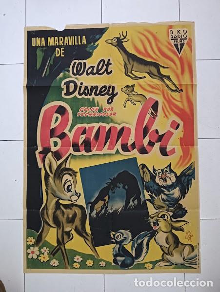 Kino: SMP 1670 BAMBI WALT DISNEY POSTER ORIGINAL 70X100 ESTRENO LITOGRAFIA