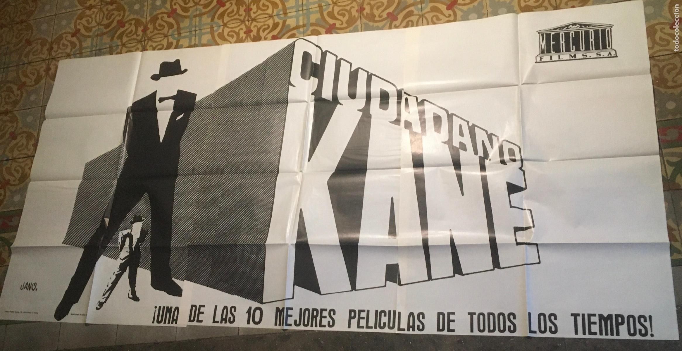 Cinema: ciudadano kane citizen kane orson welles poster cartel original estreno 1965 3 hojas perfecto estado