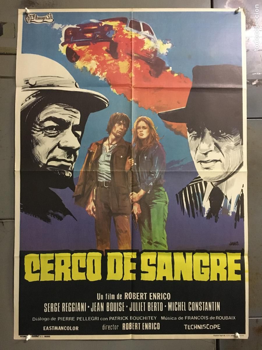 Cinema: AER85 CERCO DE SANGRE ROBERT ENRICO SERGE REGGIANI POSTER ORIGINAL 70X100 ESTRENO