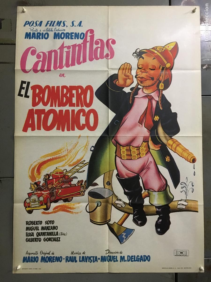 Cine: AES03 EL BOMBERO ATOMICO CANTINFLAS POSTER ORIGINAL ESPA&Ntilde;OL 70X100