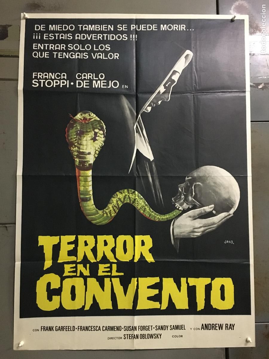 Kino: AES09 TERROR EN EL CONVENTO BRUNO MATTEI ITALIAN HORROR POSTER ORIGINAL 70X100 ESTRENO