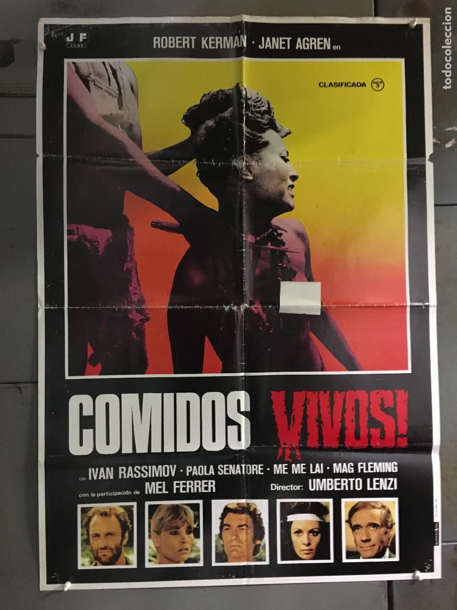 Cinema: AES17 COMIDOS VIVOS UMBERTO LENZI TERROR CANIBAL POSTER ORIGINAL 70X100 ESTRENO