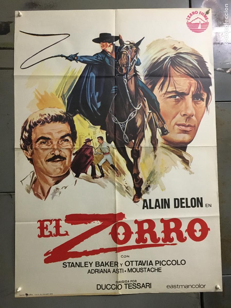 Kino: AES18 EL ZORRO ALAIN DELON SPAGHETTI POSTER ORIGINAL 70X100 ESTRENO
