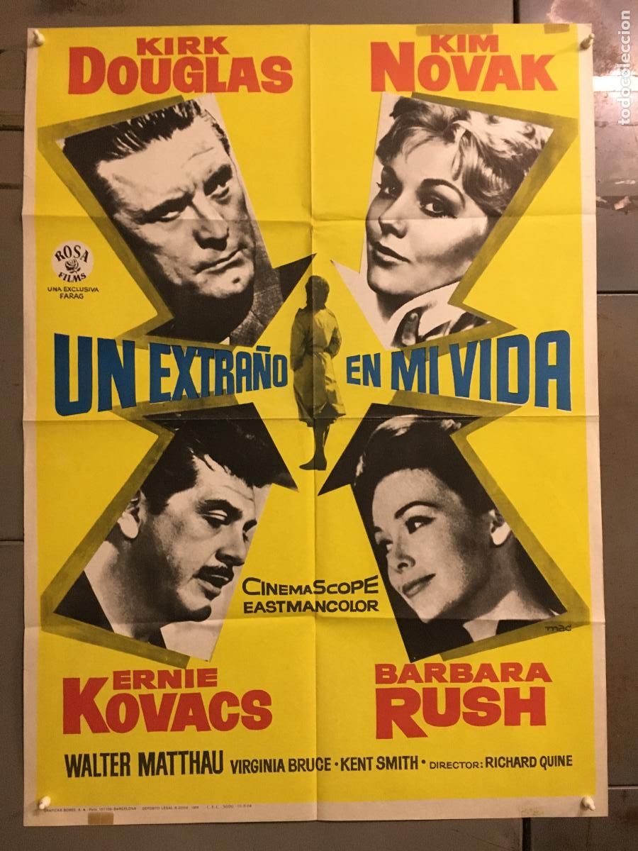 Cinema: AES24 UN EXTRA&Ntilde;O EN MI VIDA KIM NOVAK KIRK DOUGLAS MAC POSTER ORIGINAL 70X100 ESTRENO
