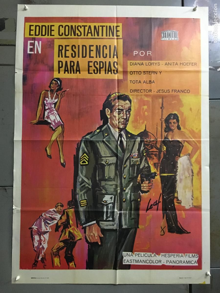 Cine: AES35 RESIDENCIA PARA ESPIAS JESUS JESS FRANCO EDDIE CONSTANTINE POSTER ORIGINAL 70X100 ESTRENO