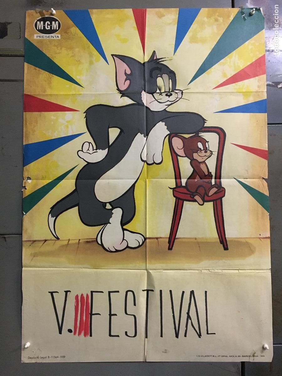 Cine: AES41 TOM Y JERRY ANIMACION MGM POSTER ORIGINAL 70X100 ESTRENO