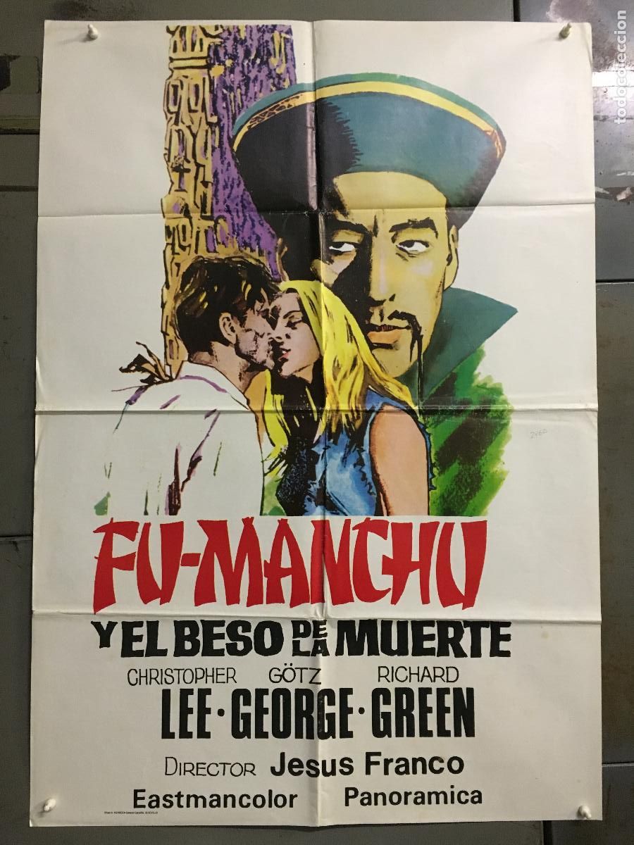 Cinema: AES46 FU MANCHU Y EL BESO DE LA MUERTE JESUS FRANCO LEE POSTER ORIGINAL 70X100 R-80s