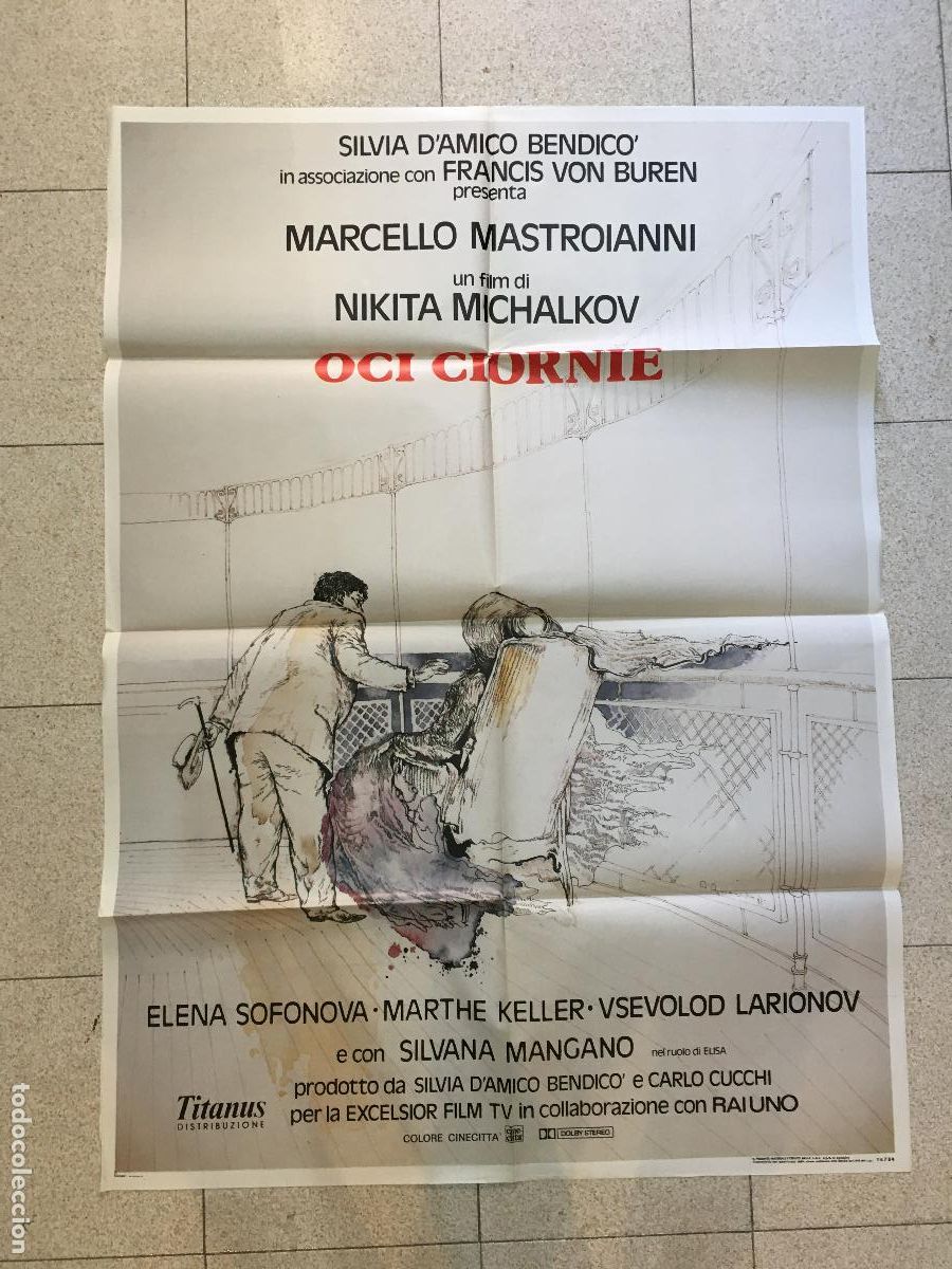 Cine: ICJ 009 OJOS NEGROS MARCELLO MASTROIANNI NIKITA MIKHALKOV POSTER ORIGINAL 100X140 ITALIANO