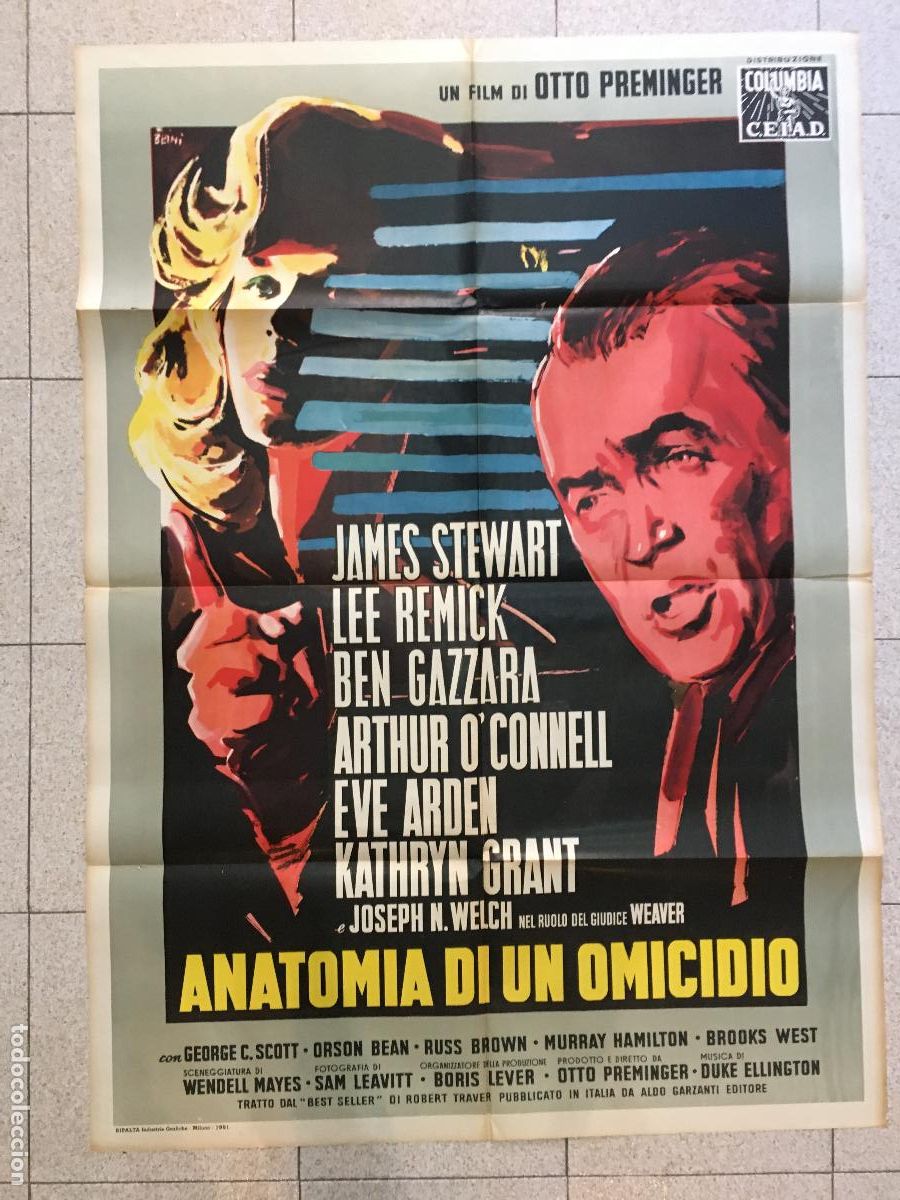 Kino: ICJ 015 ANATOMIA DE UN ASESINATO JAMES STEWART OTTO PREMINGER POSTER ORIGINAL ITALIANO 100X140