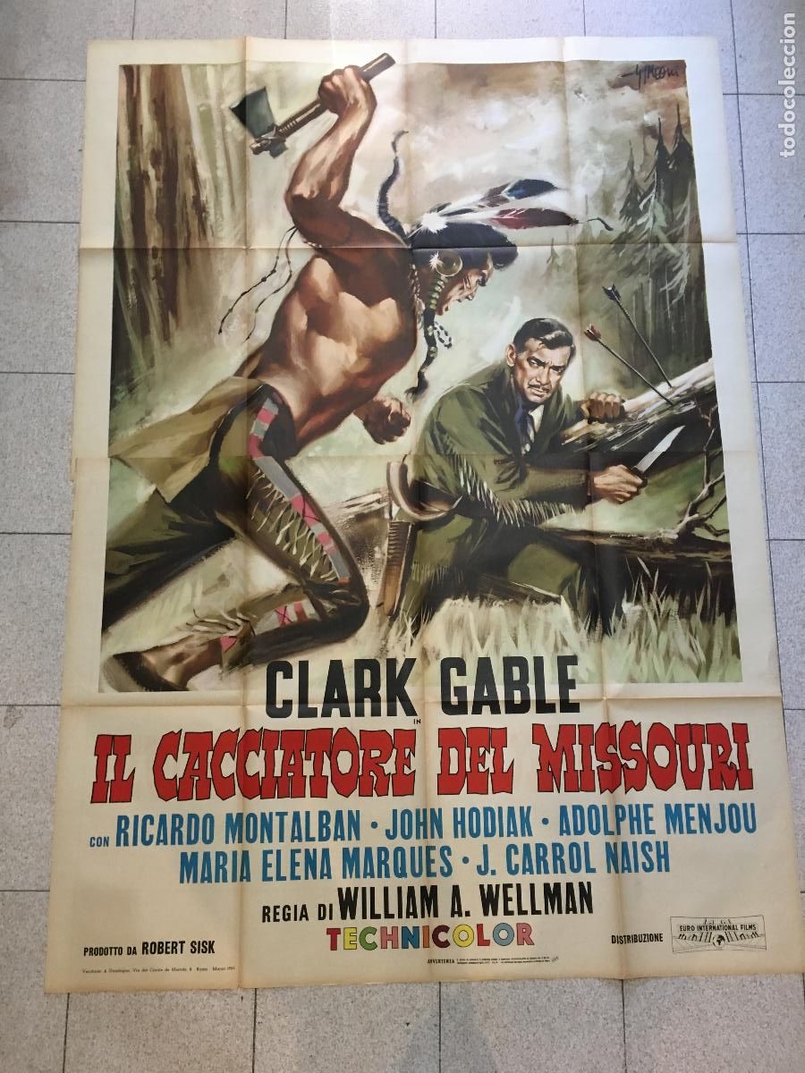 Kino: ICJ 021 MAS ALLA DEL MISSOURI CLARK GABLE INDIOS POSTER ORIGINAL ITALIANO 140X200