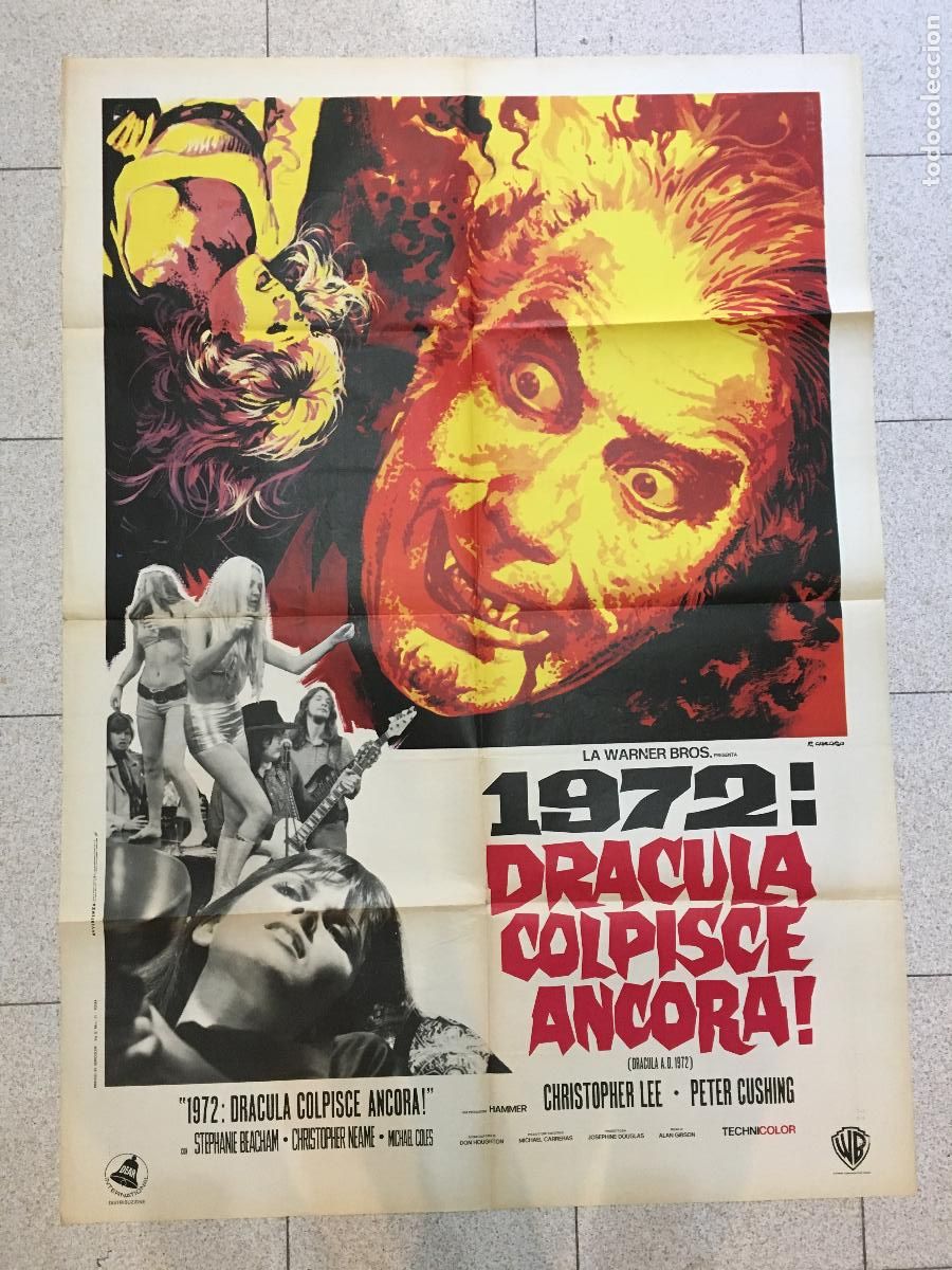 Cine: ICJ 027 DRACULA 73 HAMMER PETER CUSHING CHRISTOPHER LEE POSTER ORIGINAL ITALIANO 100X140