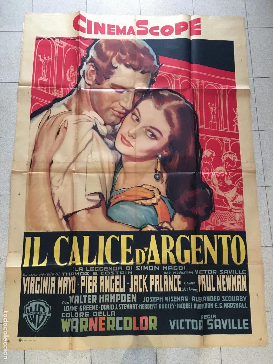 Cinema: ICJ 038 EL CALIZ DE PLATA PAUL NEWMAN PIER ANGELI VIRGINIA MAYO MARTINATI POSTER ORIG 140x200 ITALIA