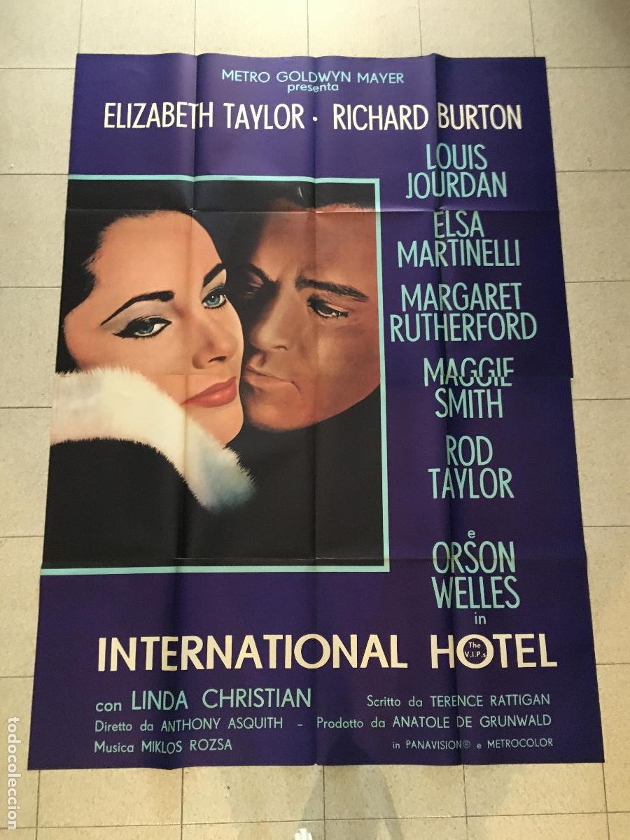 Cine: ICJ 040 HOTEL INTERNACIONAL ELIZABETH TAYLOR RICHARD BURTON POSTER ORIGINAL 140X200 ITALIANO