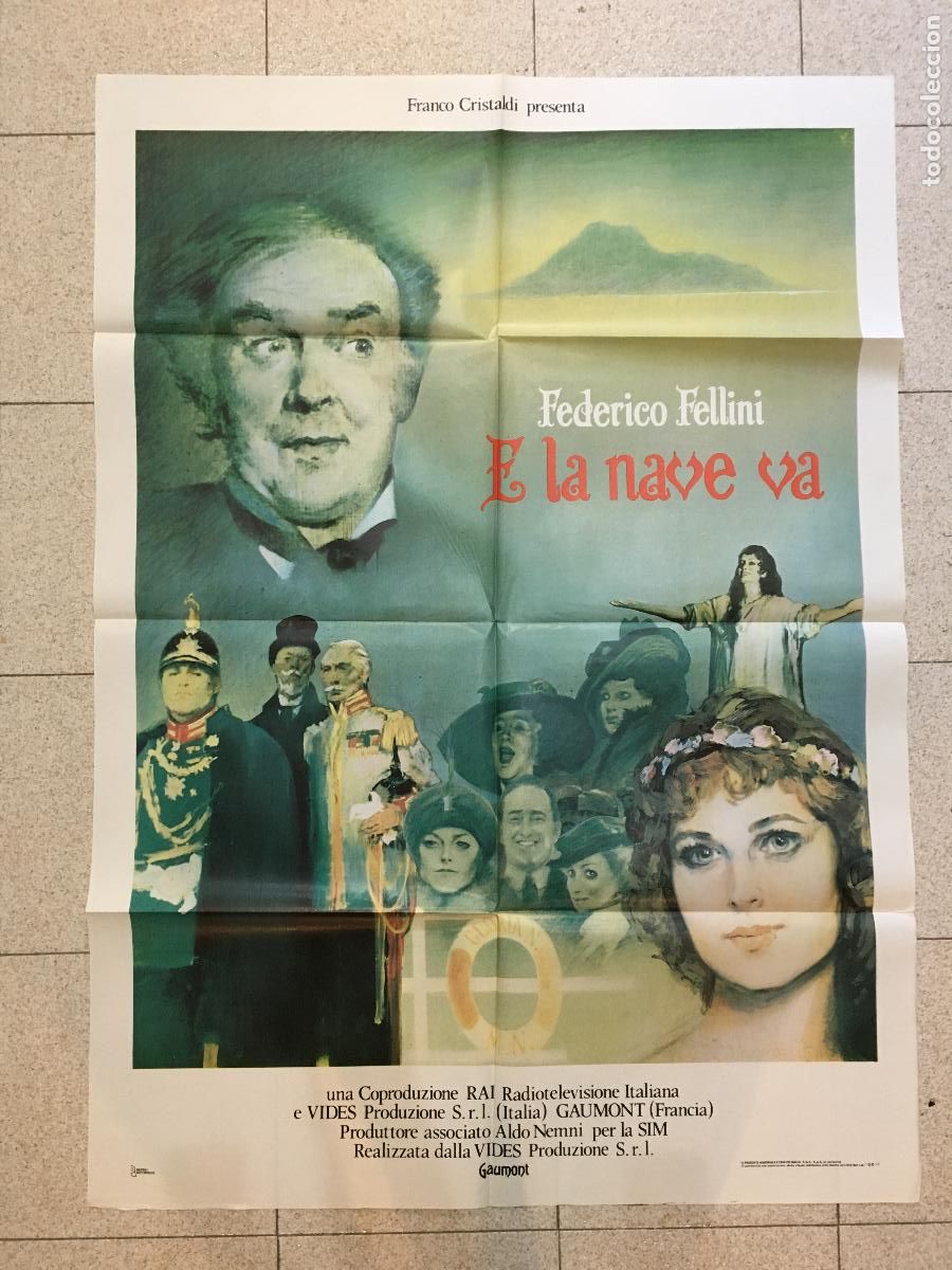 Cine: ICJ 053 Y LA NAVE VA FEDERICO FELLINI POSTER ORIGINAL 100X140 ITALIANO