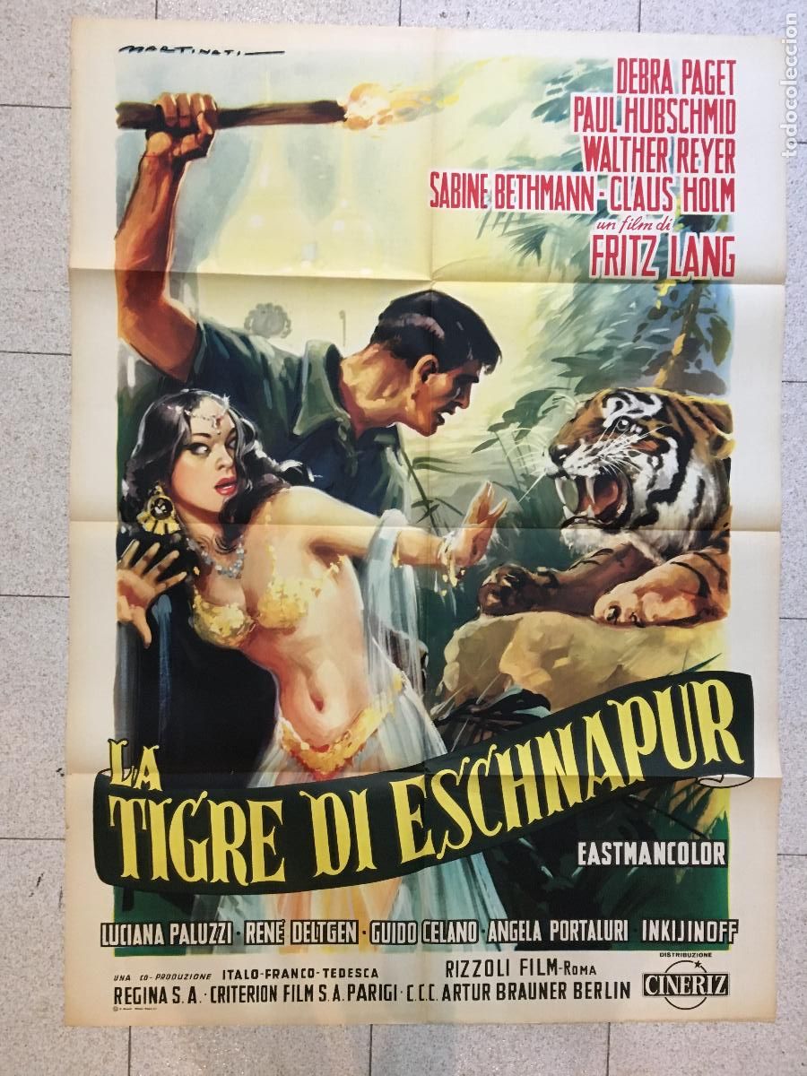 Kino: ICJ 055 EL TIGRE DE ESNAPUR DEBRA PAGET FRITZ LANG MARTINATI POSTER ORIGINAL 100X140 ITALIANO