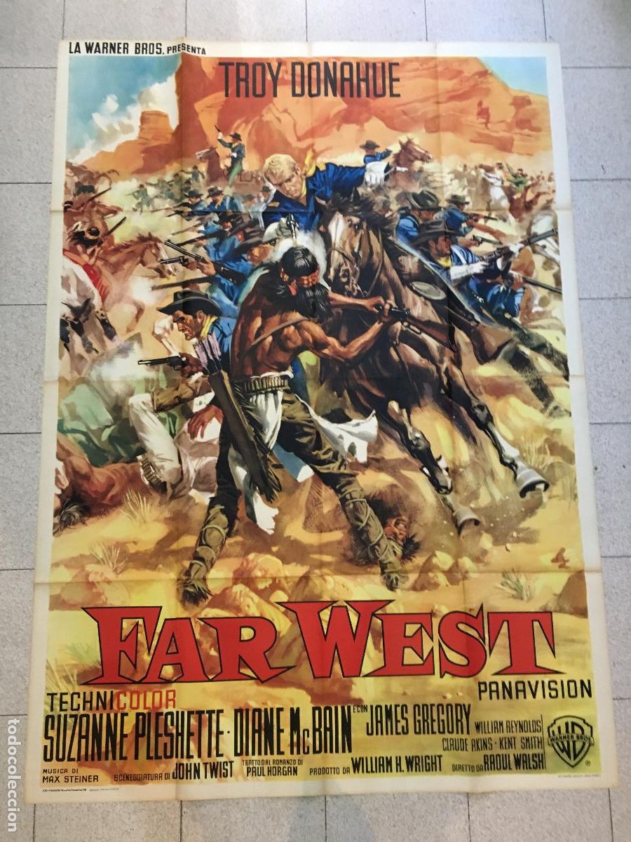 Cine: ICJ 054 UNA TROMPETA LEJANA RAOUL WALSH TROY DONAHUE POSTER ORIGINAL ITALIANO 140x200