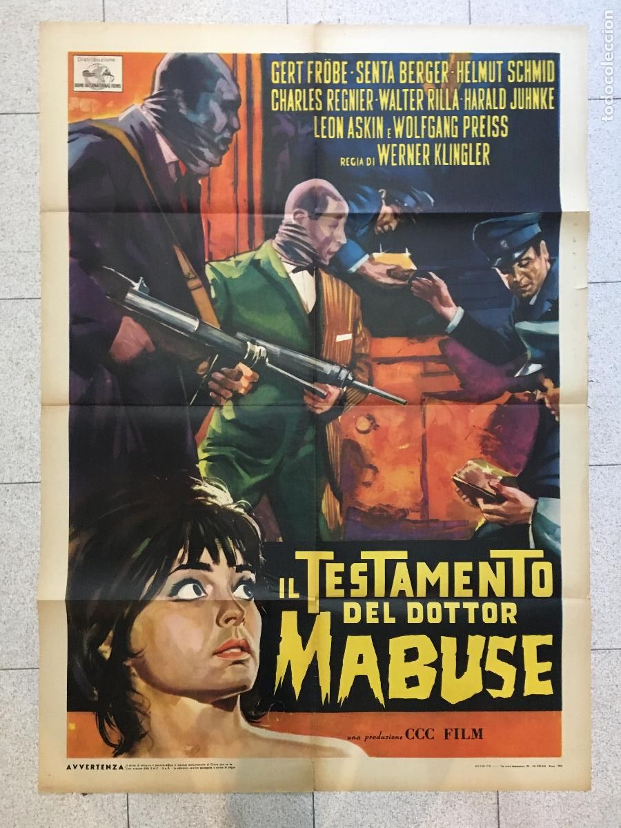 Cine: ICJ 056 EL TESTAMENTO DEL DR MABUSE GERT FROBE SENTA BERGER POSTER ORIGINAL ITALIANO 100X140
