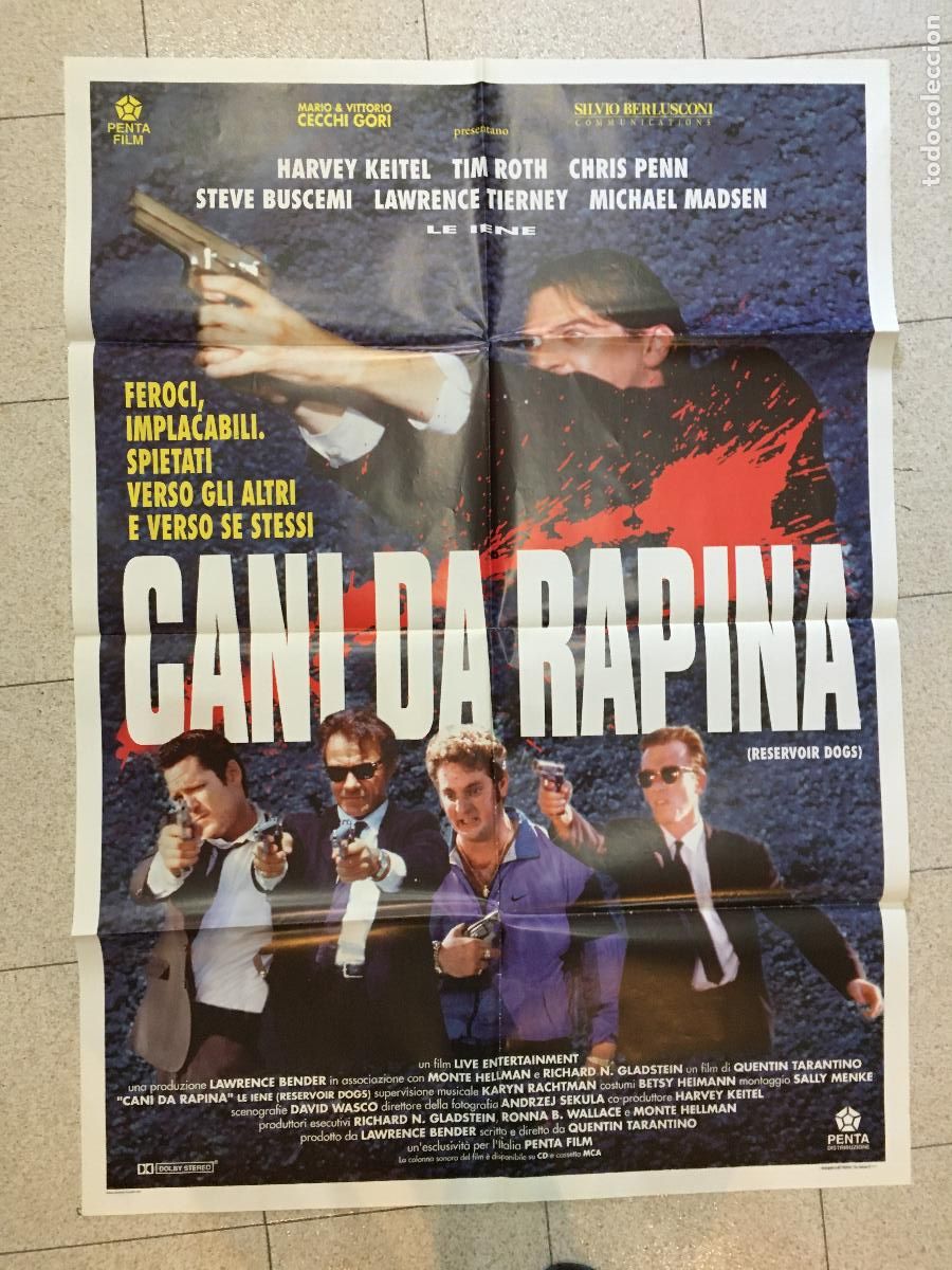 Cine: ICJ 060 RESERVOIR DOGS QUENTIN TARANTINO HARVEY KEITEL POSTER ORIGINAL 140X200 ITALIANO