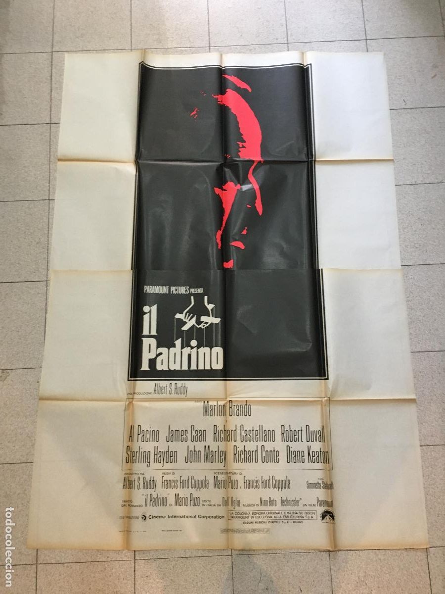 Cine: ICJ 068 EL PADRINO MARLON BRANDO COPPOLA POSTER ORIGINAL ITALIANO 140X200