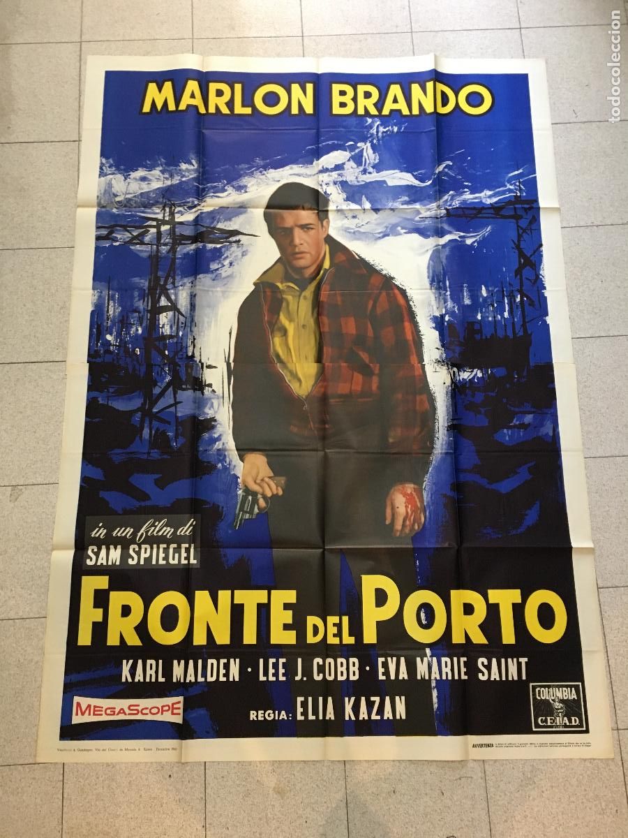 Cine: ICJ 080 LA LEY DEL SILENCIO MARLON BRANDO ELIA KAZAN POSTER GIGANTE ORIGINAL 140X200 ITALIANO