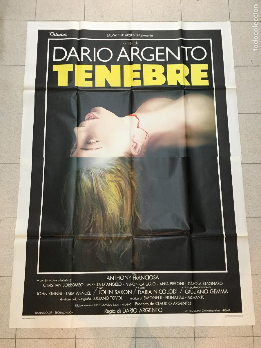 Cine: ICJ 085 TENEBRE DARIO ARGENTO GIALLO POSTER ORIGINAL 140X200 ITALIANO