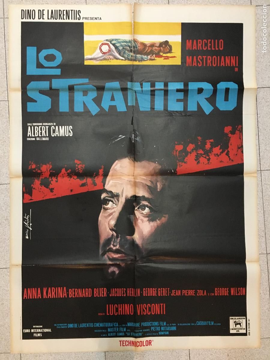Cine: ICJ 086 LO STRANIERO THE STRANGER LUCHINO VISCONTI MARCELLO MASTROIANNI POSTER ORIG ITALIANO 100X140