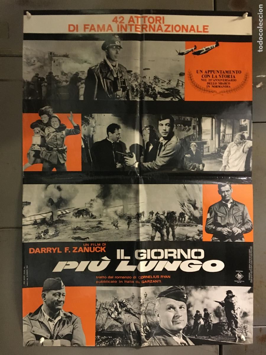 Cine: ICJ 099 EL DIA MAS LARGO JOHN WAYNE segunda guerra mundial POSTER ORIGINAL ITALIANO 68X94